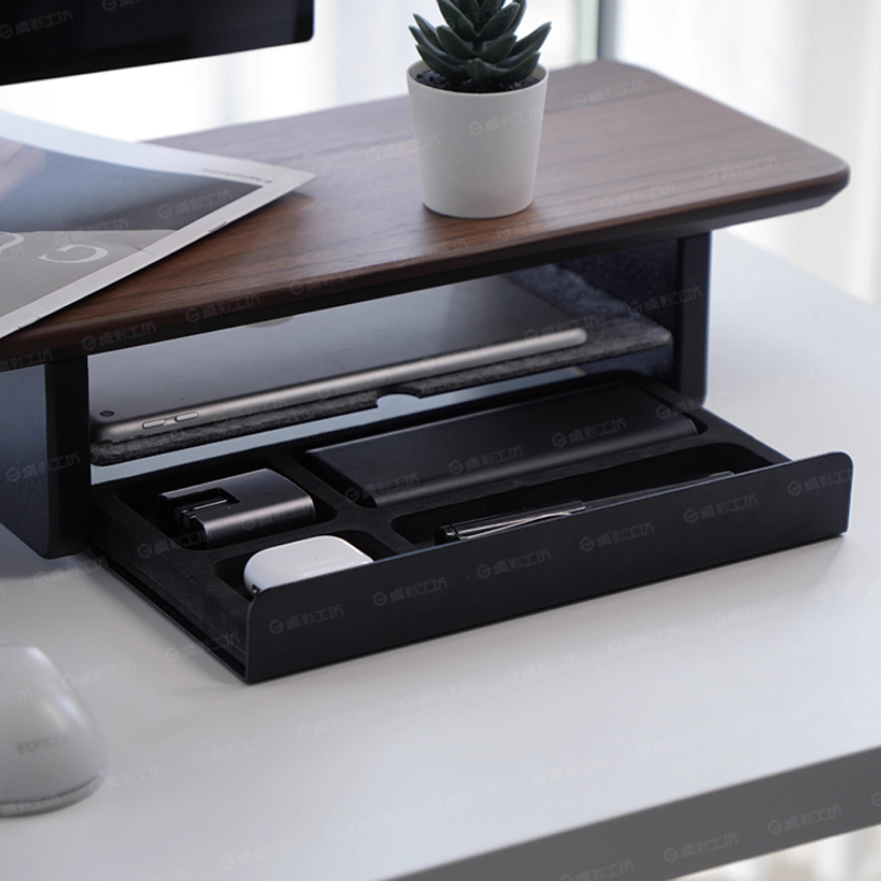 Desk Setup Home Office - Monitor Stand Riser Storage Drawers Office