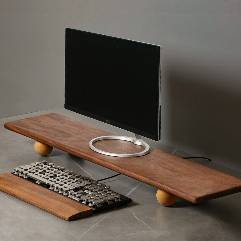 Desk Setup With Laptop And Monitor - Solid Wood Monitor Riser Laptop Elevation