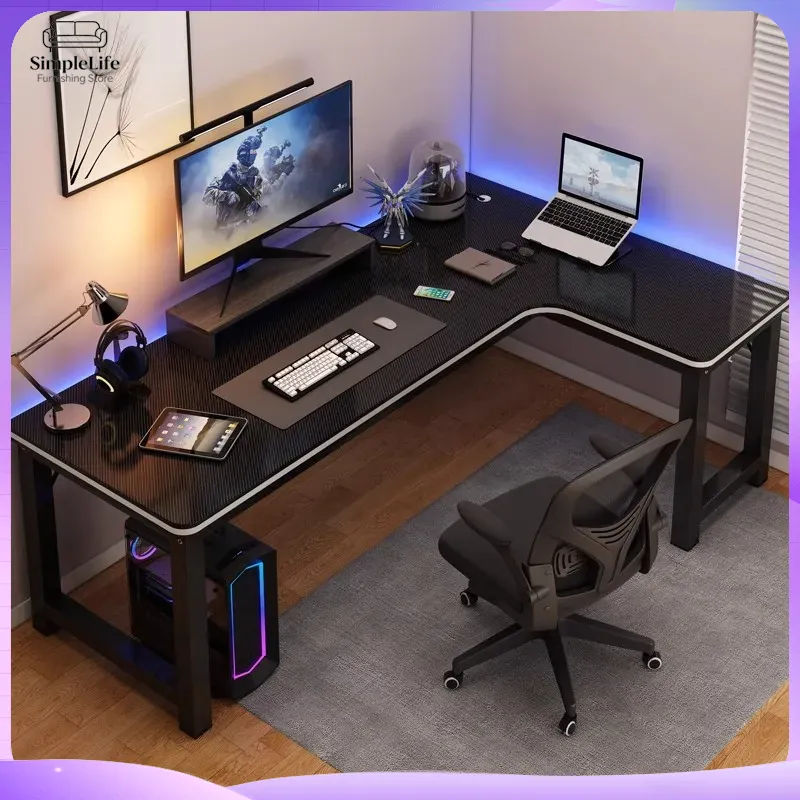 Desk Setup With Laptop And Monitor - Corner Gaming Desk Computer Desk for