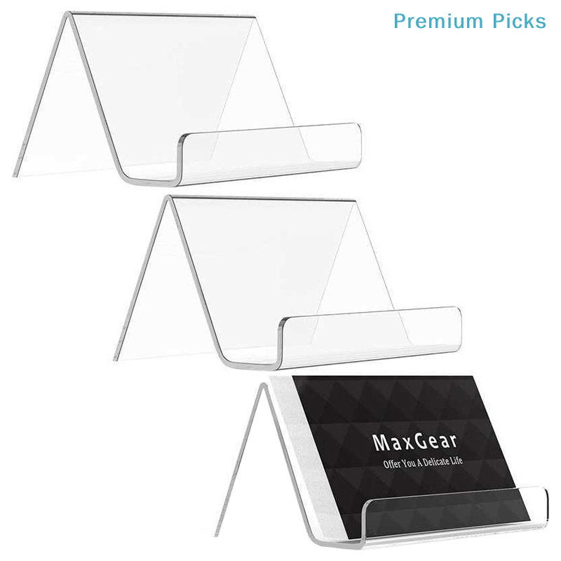 Desk Setup Equipment - portableTransparent Acrylic Desktop Business Card Holder