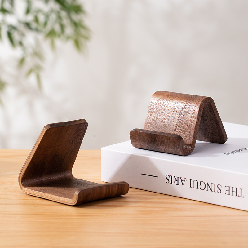 Desk Setup Home Office - 2-in-1 Black Walnut Solid Wood Phone