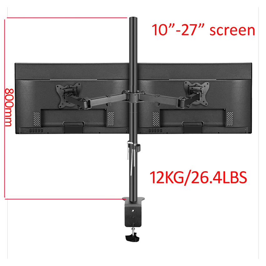 Dual Monitor Desk Setup - T902-280 360 Rotate Steel 10'-27' Dual