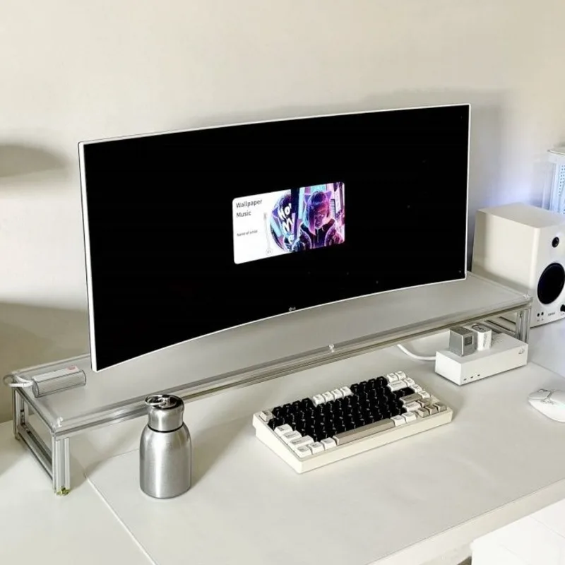 Desk Setup With Laptop And Monitor - Aluminum Monitor Stand Acrylic Desktop Riser