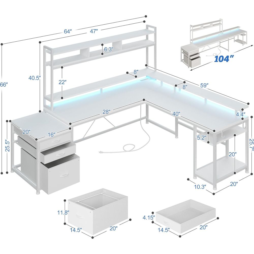 104-inch L-Shaped Desk for Dua - Dual Monitor Desk Setup ulasan dan harga