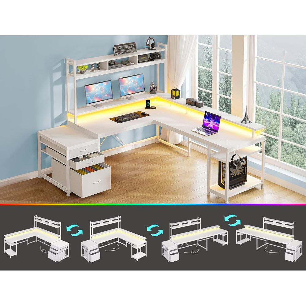 104-inch L-Shaped Desk for Dua - Dual Monitor Desk Setup ulasan dan harga