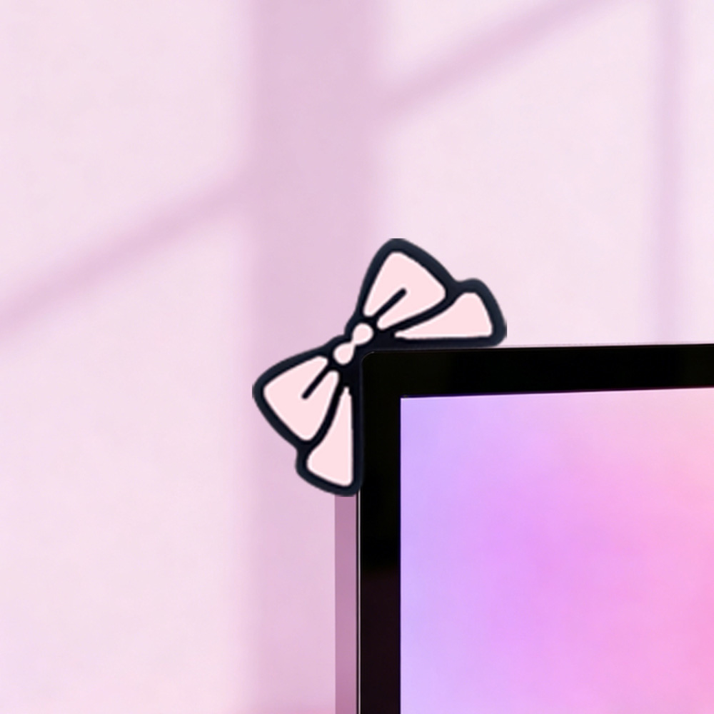 Cute Pink Bow Monitor Decor Ka - Desk Setup With Laptop And Monitor ulasan dan harga