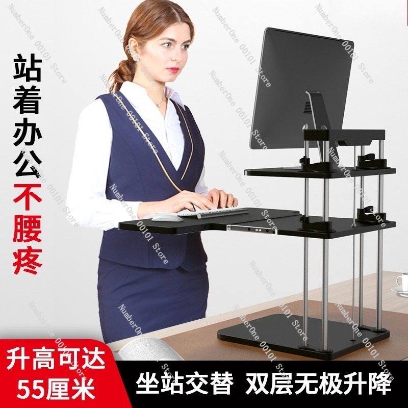 Height-Adjustable Standing Des - Desk Setup With Laptop And Monitor ulasan dan harga