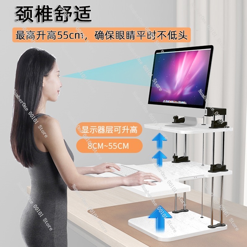 Height-Adjustable Standing Des - Desk Setup With Laptop And Monitor ulasan dan harga