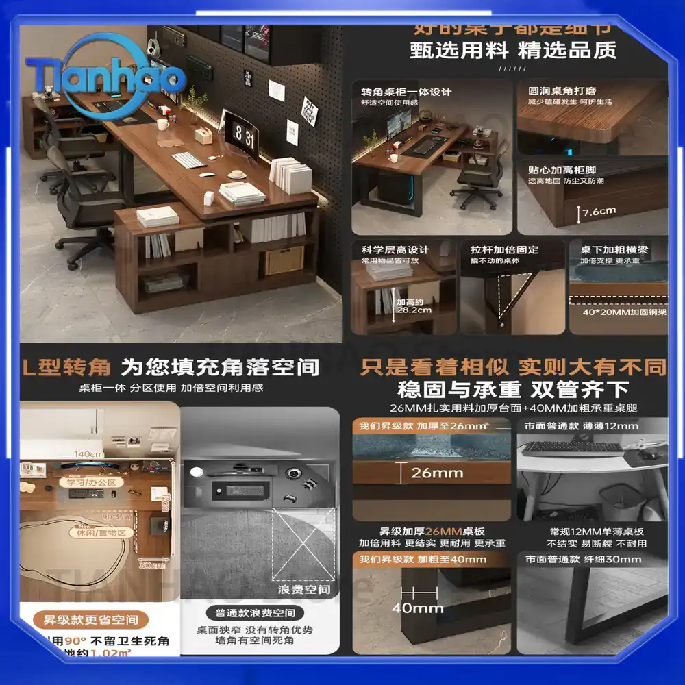 L Shaped Gaming Desk with Book - Dual Monitor Desk Setup ulasan dan harga