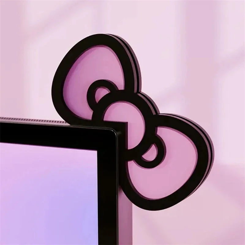 Kawaii Pink Acrylic Bow Monito - Desk Setup Home Office ulasan dan harga