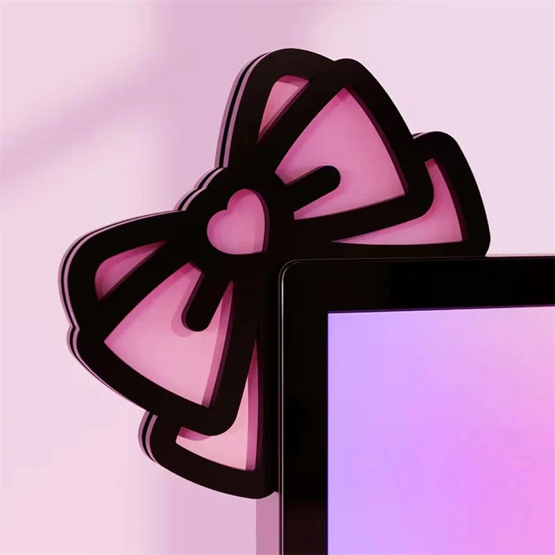 Kawaii Pink Acrylic Bow Monito - Desk Setup Home Office ulasan dan harga