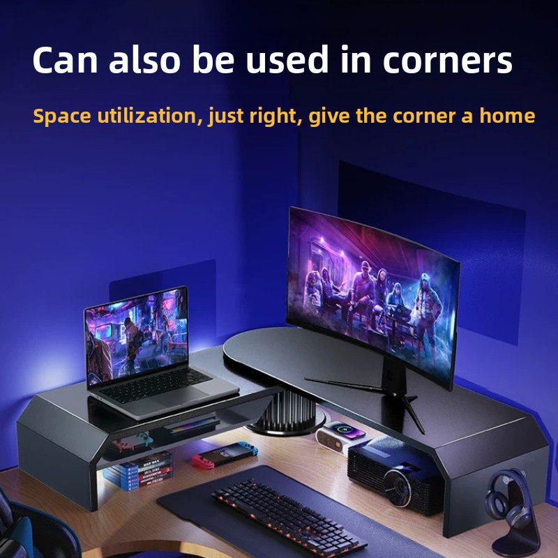 Gaming Dual Monitor Stand Offi - Desk Setup With Laptop And Monitor ulasan dan harga