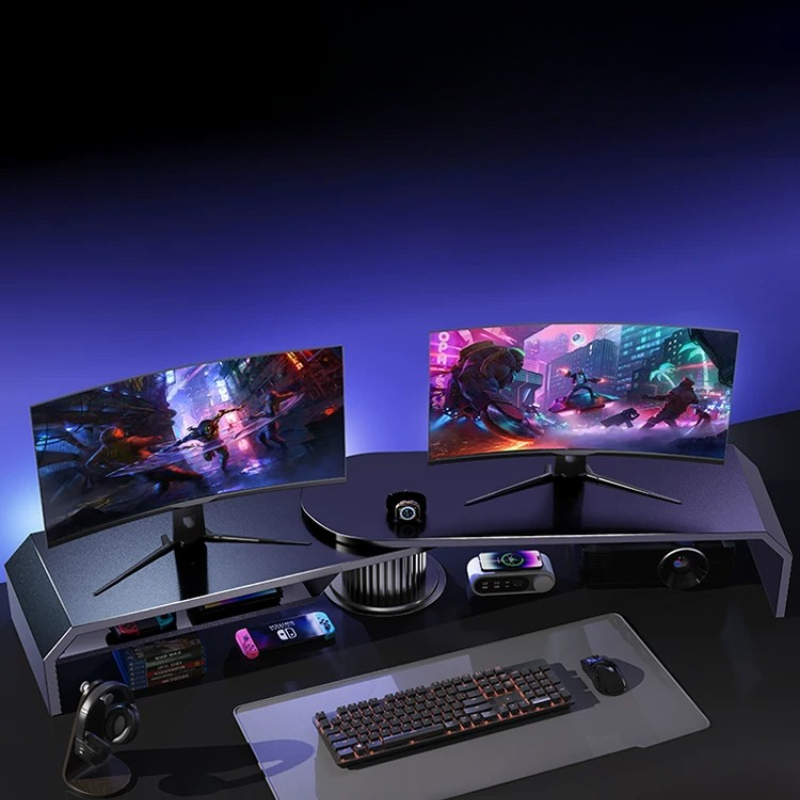 Gaming Dual Monitor Stand Offi - Desk Setup With Laptop And Monitor ulasan dan harga