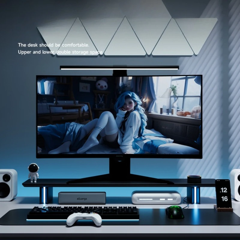 RGB Monitor Stand Ergonomic Co - Desk Setup With Laptop And Monitor ulasan dan harga