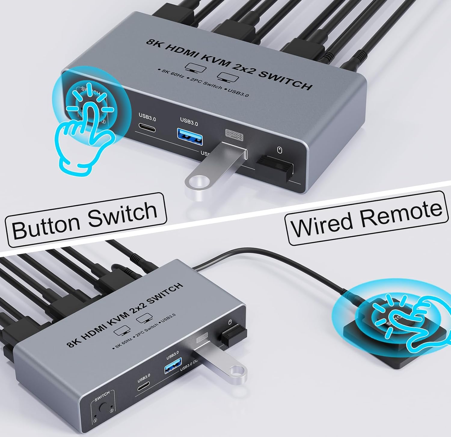 8K@60Hz HDMI 2.1 KVM Switch 2x - Dual Monitor Desk Setup ulasan dan harga
