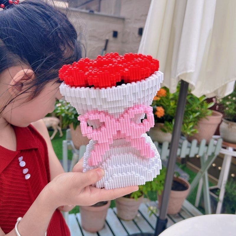 Red Rose Bundle Building Block - Desk Setup Gear ulasan dan harga