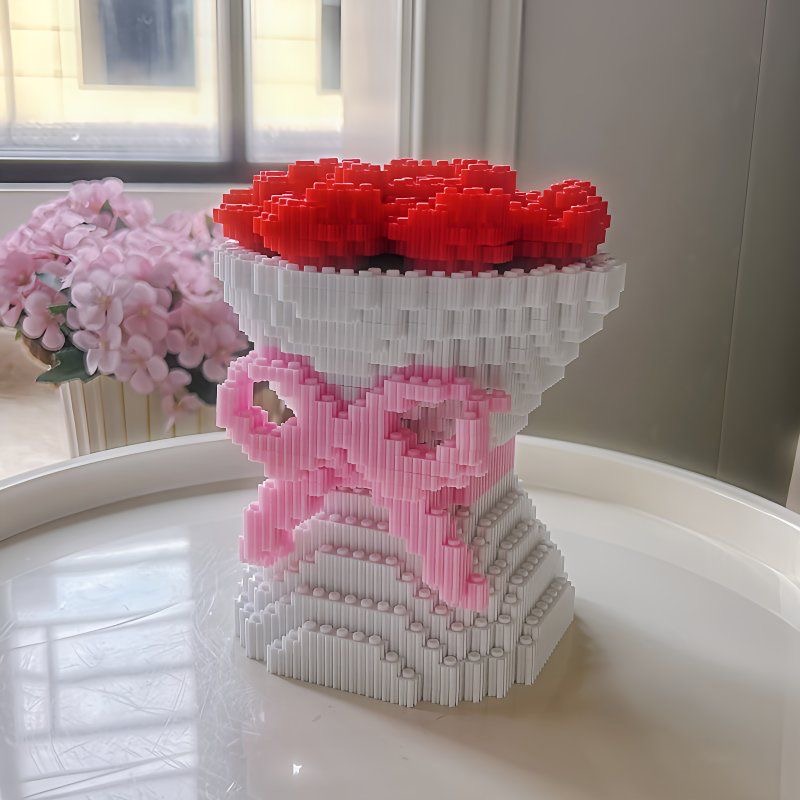 Red Rose Bundle Building Block - Desk Setup Gear ulasan dan harga