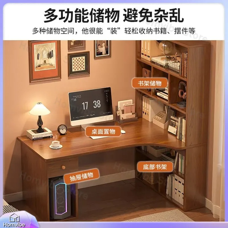 L Shaped Computer Desk with Bo - Dual Monitor Desk Setup ulasan dan harga
