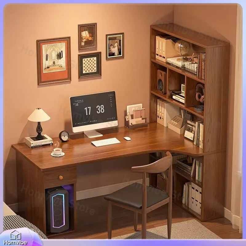 L Shaped Computer Desk with Bo - Dual Monitor Desk Setup ulasan dan harga