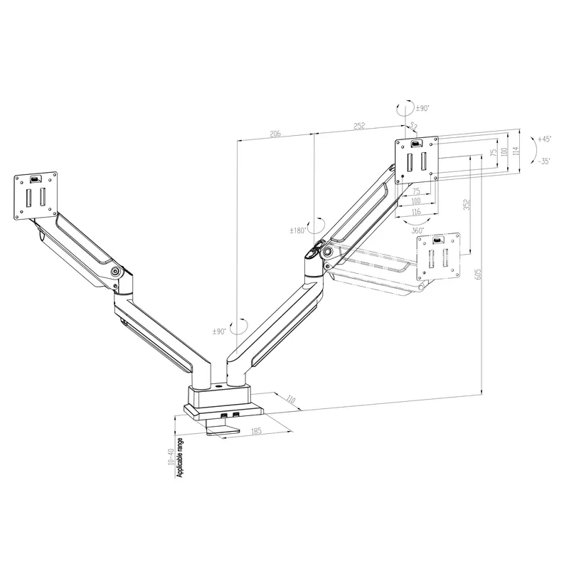 Dual Arm Monitor Mount Heavy D - Dual Monitor Desk Setup ulasan dan harga